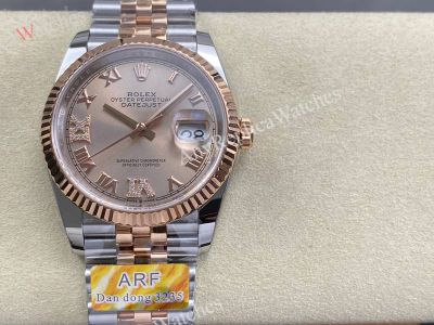 ARF Rolex Datejust 36mm Dandong 3235 Movement 72h Pink Face TT RG Jubilee Band Watch